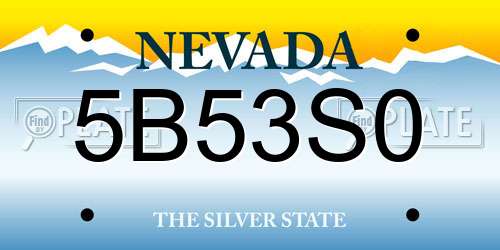 5B53S0 Nevada License Plate