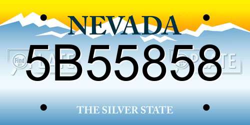 5B55858 Nevada License Plate