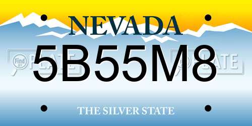5B55M8 Nevada License Plate