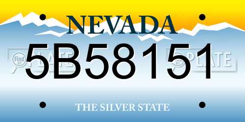 5B58151 Nevada License Plate