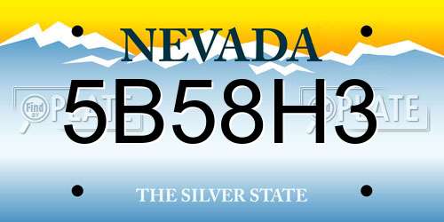 5B58H3 Nevada License Plate