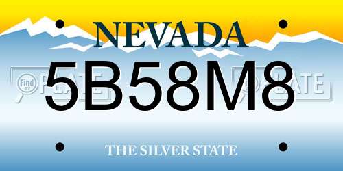 5B58M8 Nevada License Plate