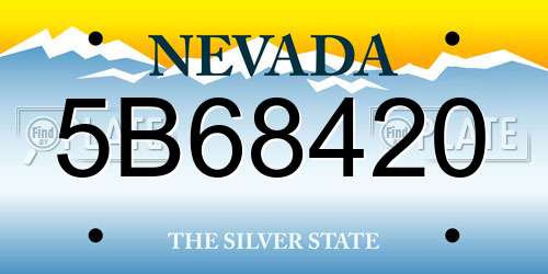 5B68420 Nevada License Plate