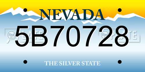 5B70728 Nevada License Plate