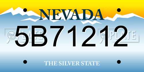 5B71212 Nevada License Plate