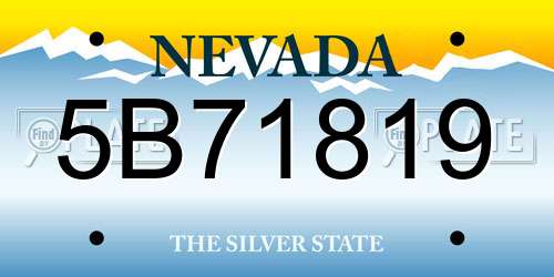 5B71819 Nevada License Plate