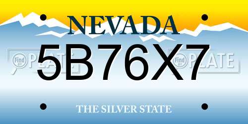 5B76X7 Nevada License Plate