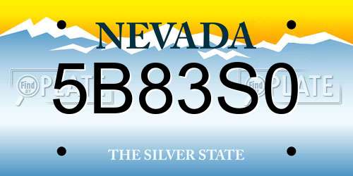 5B83S0 Nevada License Plate