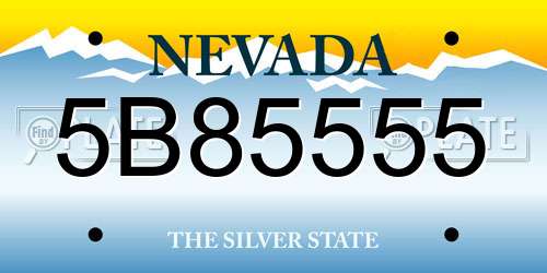 5B85555 Nevada License Plate