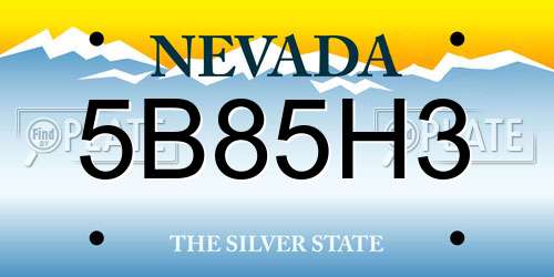 5B85H3 Nevada License Plate