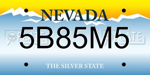 5B85M5 Nevada License Plate