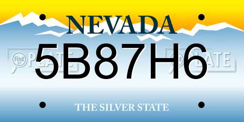 5B87H6 Nevada License Plate