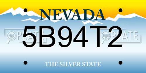 5B94T2 Nevada License Plate