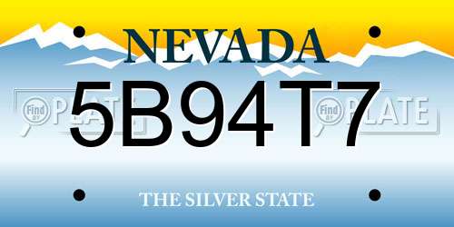 5B94T7 Nevada License Plate