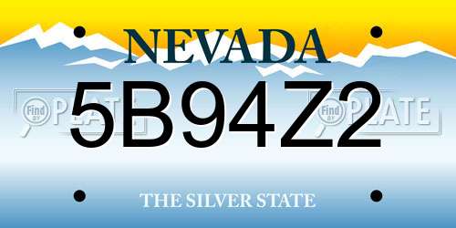 5B94Z2 Nevada License Plate