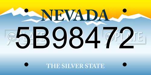 5B98472 Nevada License Plate