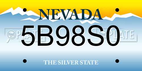 5B98S0 Nevada License Plate