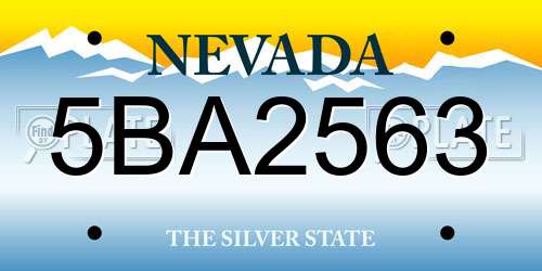 5BA2563 Nevada License Plate