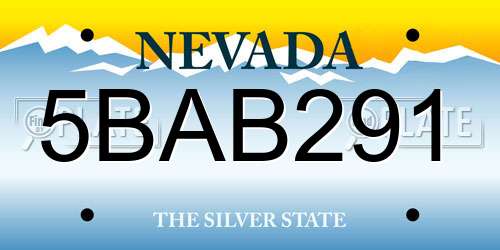 5BAB291 Nevada License Plate