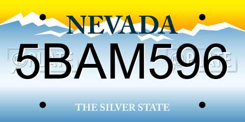 5BAM596 Nevada License Plate