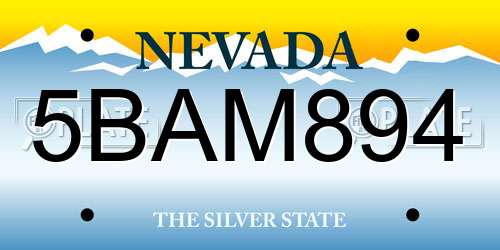 5BAM894 Nevada License Plate