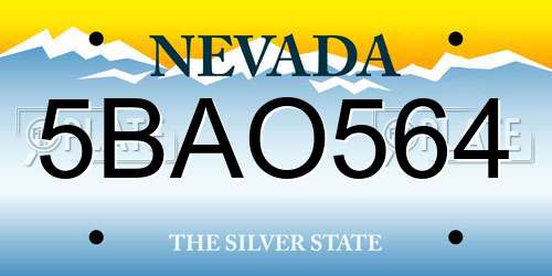 5BAO564 Nevada License Plate