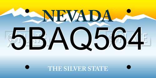 5BAQ564 Nevada License Plate