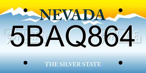 5BAQ864 Nevada License Plate