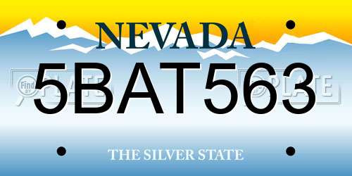5BAT563 Nevada License Plate