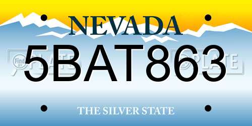 5BAT863 Nevada License Plate