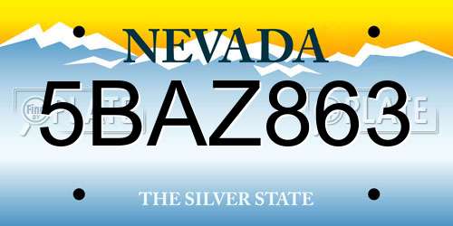 5BAZ863 Nevada License Plate