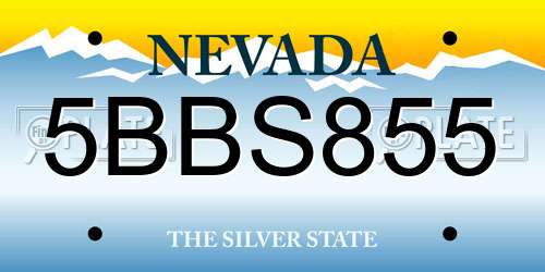 5BBS855 Nevada License Plate
