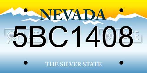 5BC1408 Nevada License Plate