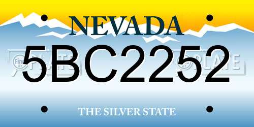 5BC2252 Nevada License Plate