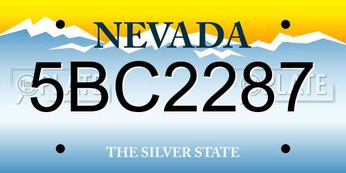 5BC2287 Nevada License Plate