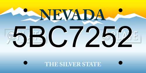 5BC7252 Nevada License Plate
