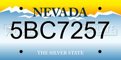 5BC7257 Nevada License Plate