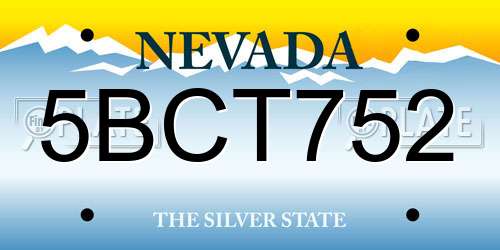 5BCT752 Nevada License Plate