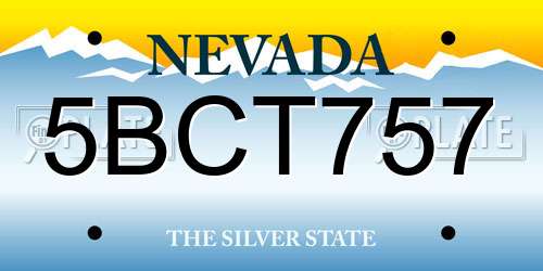 5BCT757 Nevada License Plate