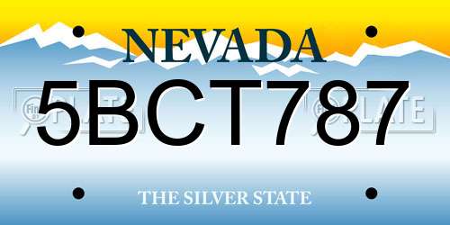 5BCT787 Nevada License Plate