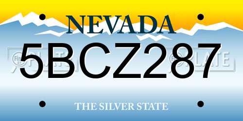 5BCZ287 Nevada License Plate