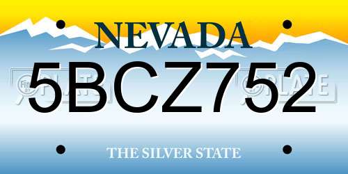 5BCZ752 Nevada License Plate