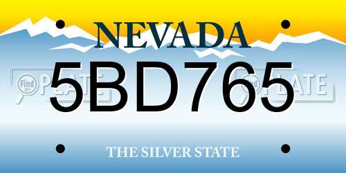 5BD765 Nevada License Plate