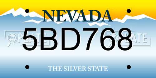 5BD768 Nevada License Plate
