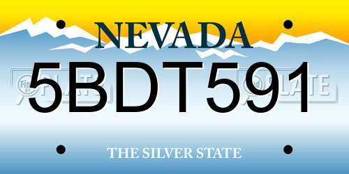 5BDT591 Nevada License Plate