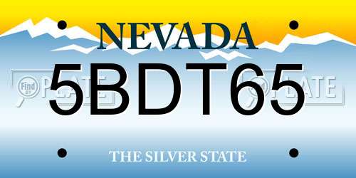 5BDT65 Nevada License Plate
