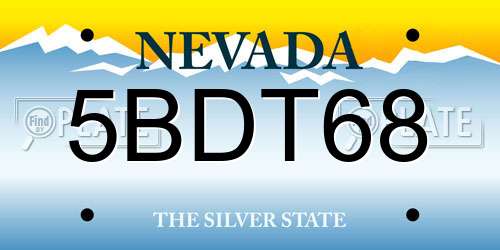 5BDT68 Nevada License Plate