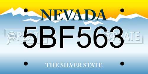 5BF563 Nevada License Plate