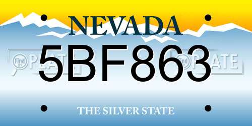 5BF863 Nevada License Plate