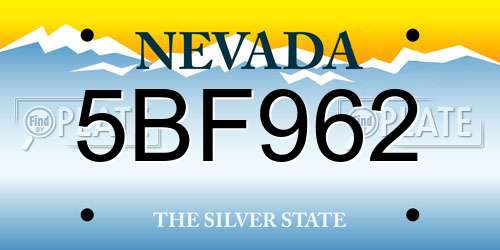 5BF962 Nevada License Plate